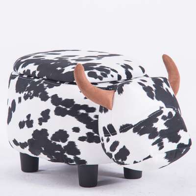 Animal-S02 Custom logo wood animal child foot stool with four wooden legs