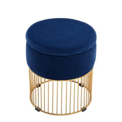 Colorful Round Shaped Pouf Velvet Upholstered Footstool Living Room Furniture Modern Storage Canary Ottoman with  cover